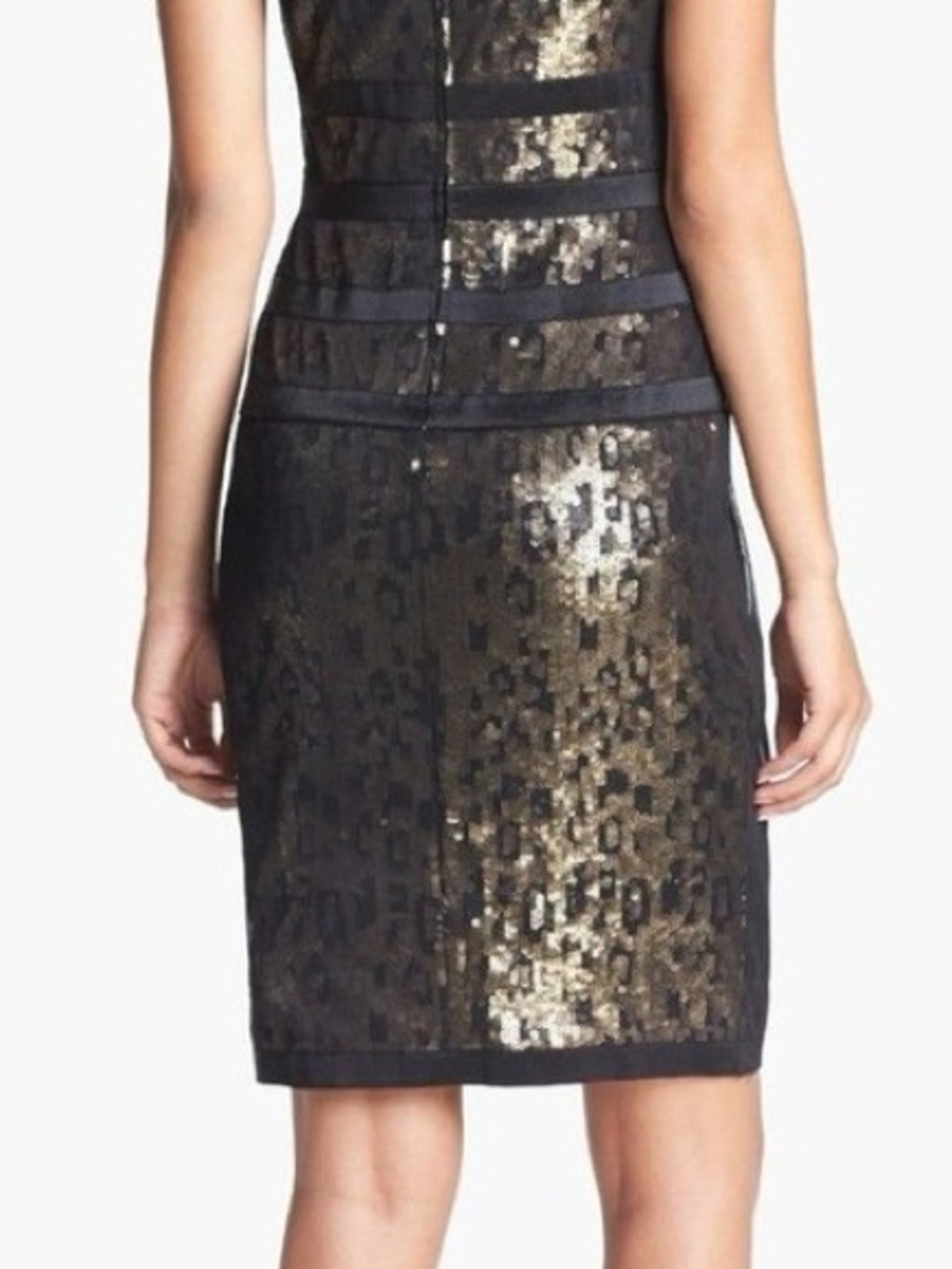 Tadashi Shoji Sequin Illusion cocktail dress Sz 6 - Picture 6 of 13